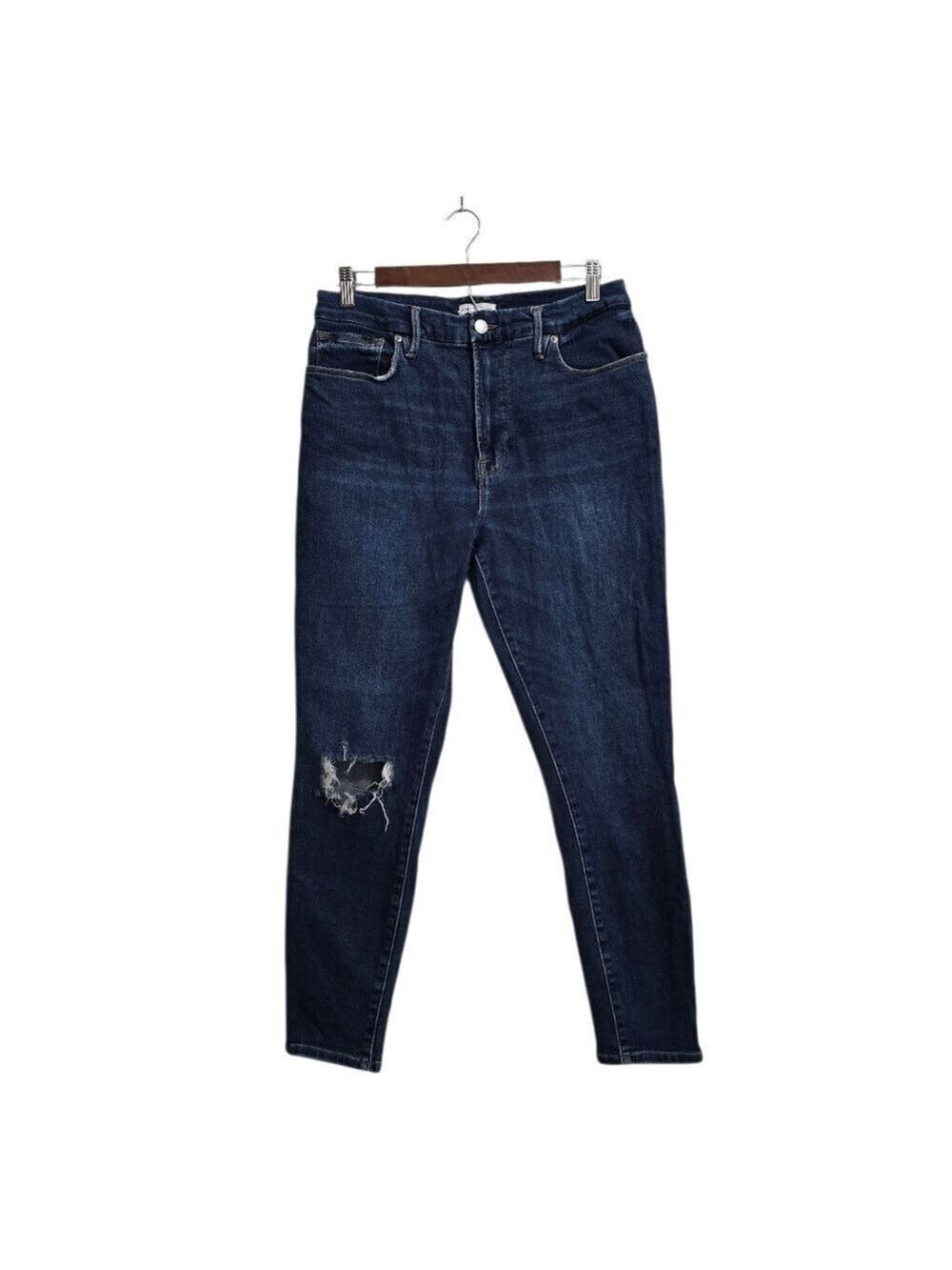 Good American Good Waist Crop Straight In Indigo Sz 10